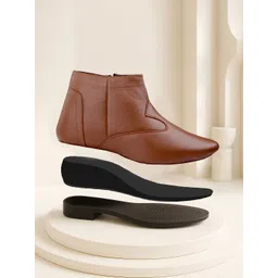 Bxxy Men 9 Cm Hidden Height Increasing Casual Block-Heeled Regular Boots