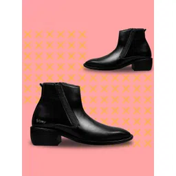 Bxxy Men Block Heel Zipper Formal Boots