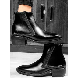Bxxy Men Block-Heeled Regular Elevator Boots