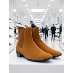 Bxxy Men Blocked-Heeled Slip-on Chelsea Boots