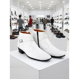 Bxxy Men Blocked Slip-on Zipper Buckle Formal Boots