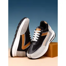 Bxxy Men Colourblocked Round Toe Hidden Height Increasing High-Top Lightweight Sneakers