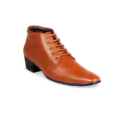 Bxxy Men Elevator Leather Lace-Up Regular Boots