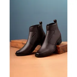 Bxxy Men Height Increasing Elevator Block Heel Slip-On Boots