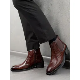 Bxxy Men Height Increasing Elevator Textured Chelsea Boots