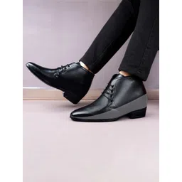 Bxxy Men Hidden Elevator Formal Lace-up Regular Boots