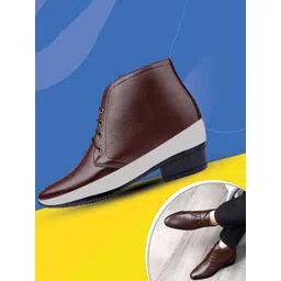 Bxxy Men Hidden Elevator Formal Lace-up Regular Boots