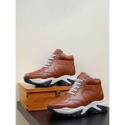 Bxxy Men High-Top Lace-Ups Elevator Sneakers