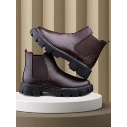 Bxxy Men Mid Top Flat Faux Leather Chelsea Boots