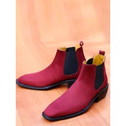 Bxxy Men Mid Top Suede Block-Heel Chelsea Elevator Boots