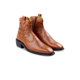 Bxxy Men Mid-Top Textured Block Heel Regular Boots