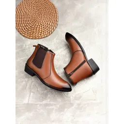 Bxxy Men Pointed Toe High-Top Block Heel Chelsea Boots