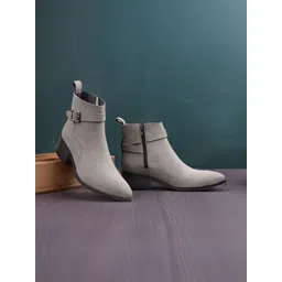 Bxxy Men Round Toe Buckle Regular Ankle Boots