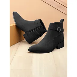 Bxxy Men Round Toe Buckle Regular Boots