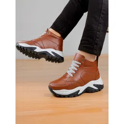 Bxxy Men Round Toe High-Top Elevator Sneakers