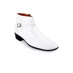 Bxxy Men Solid Round Toe Block Heel Formal Slip-on Zipper Ring Regular Boots