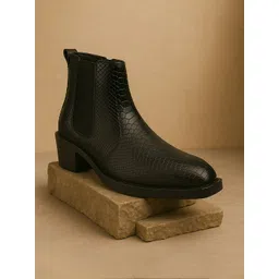 Bxxy Men Textured Heel Height Increasing Chelsea Party Boots