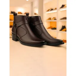 Bxxy Men Textured Height Increasing Elevator Block Heel Ring Boots