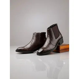 Bxxy Men Textured Height Increasing Elevator Heel Chelsea Boots