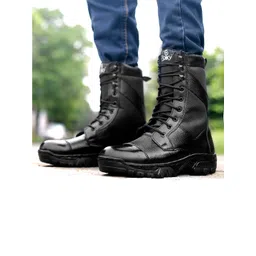 Bxxy Men Textured Leather Army Boots
