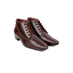 Bxxy Men Textured Mid Top Height Increasing Formal Derby Boots
