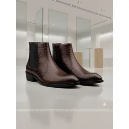 Bxxy Men Textured Pointed Toe Ankle-Length Chelsea Boots