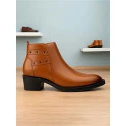 Bxxy Men's 2 Inch Height Increasing High Heel Ankle Chelsea Boots