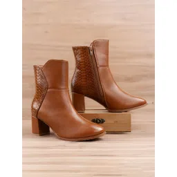 Bxxy Women Classic Faux Leather Crocodile Textured Zipper Ankle Boots