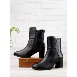 Bxxy Women Crocodile Textured Zipper Ankle Boots