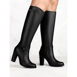 Bxxy Women Leather Knee-Length Zip Boots