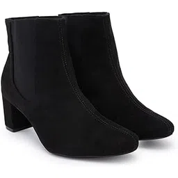 By Regal Women Suede Ankle Length Block Heel Boots