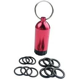 CALANDIS Mini Dive Tank Keychain 8x2.2cm for Regulator and Valve Accessory 12 O Rings Red | Boots, Booties | Fins, Footwear & Gloves