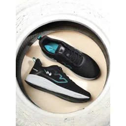 Campus Men Black Mesh Running Shoes