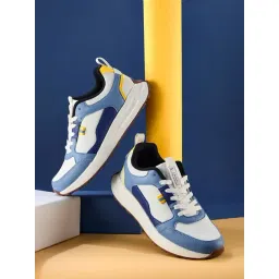 Campus Men's White & Minral Blue Sneakers