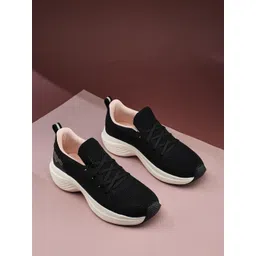 Campus Women Woven Design Round Toe Slip-On Sneakers