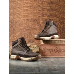 CARLO ROMANO Men Brown Suede Flat Boots