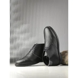 CARLO ROMANO Men Leather Textured Chunky Boots