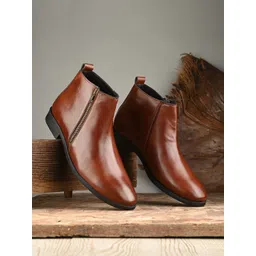 CARLO ROMANO Men Textured Leather Regular Boots