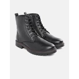 Carlton London Men Black Solid Biker Boots