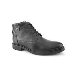 Carlton London Men Leather Round Toe Mid-Top Lace-Ups Winter Boots