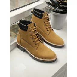 Carlton London Men Mid-Top Lace-Ups Block Boots