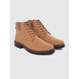 Carlton London Men Tan Brown Solid Biker Boots