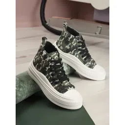 Carlton London sports Women Printed Mid Top Lightweight Textile Comfort Insole Sneakers