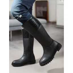 Carlton London Women Block-Heeled Winter Long Boots