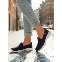 Carlton London Women Navy Blue Comfort Knit Slip On Sneakers