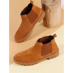 Carlton London Women Solid Leather Mid-Top Chelsea Boots