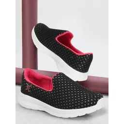 Carlton London Women Textured Round Toe Flyknit Mesh Slip-On Sneakers