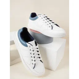 Carlton London Women's White & Blue Sneakers