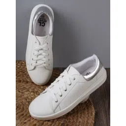 Carlton London Women's White & Grey Sneakers