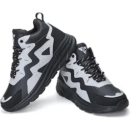 Casual Athletic Sneakers, Chunky Platform Design, Colour Block, Lace-up Hi-Top Gym Sports Shoes Shock Absorbing Cushioned Insole Stylish Sneakers
